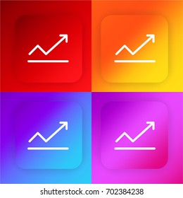 Line chart four color gradient app icon set