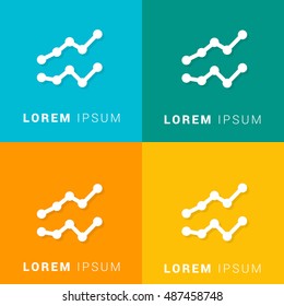 Line Chart Four Color Material Designed Icon / Logo