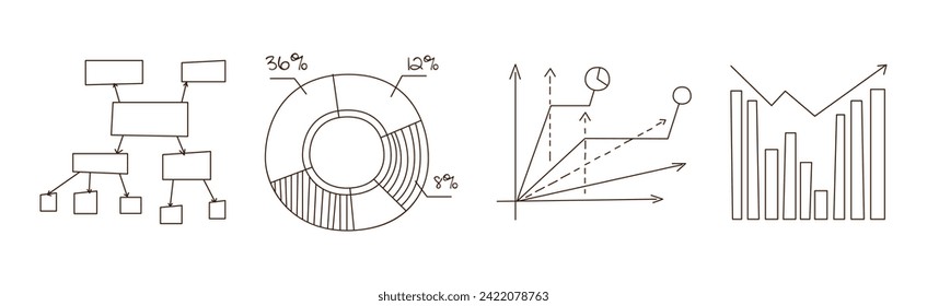 Line Chart, Graph and Diagram for Data Analysis Vector Set