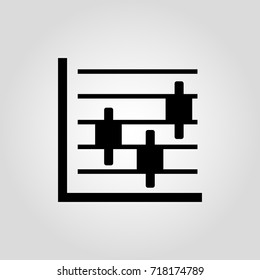 Line chart and graph with grid lines or table background vector icon. Trend diagram with lines. Business analytics concept. Data and performance management symbol.