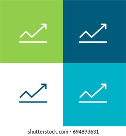 Line chart green and blue material color minimal icon or logo design
