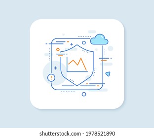 Line chart icon. Abstract vector button. Financial graph sign. Stock exchange symbol. Line chart line icon. Protect shield concept. Vector
