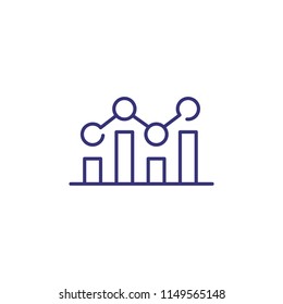 Line chart line icon. Bar diagram, graph, analytics. Analysis concept. Can be used for topics like business, marketing, research, statistics