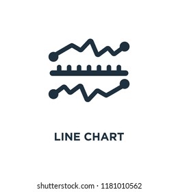 Line chart icon. Black filled vector illustration. Line chart symbol on white background. Can be used in web and mobile.