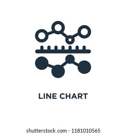 Line chart icon. Black filled vector illustration. Line chart symbol on white background. Can be used in web and mobile.