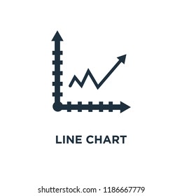 Line chart icon. Black filled vector illustration. Line chart symbol on white background. Can be used in web and mobile.