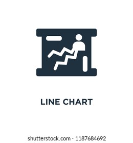 Line chart icon. Black filled vector illustration. Line chart symbol on white background. Can be used in web and mobile.