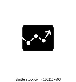 Line chart Icon in black flat glyph, filled style isolated on white background