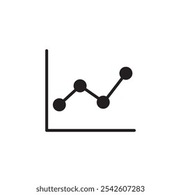 Icono de gráfico de líneas signo de Vector blanco y negro