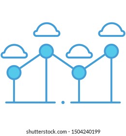 Line chart icon blue lineal vector 