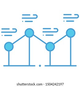 Line chart icon blue lineal vector 