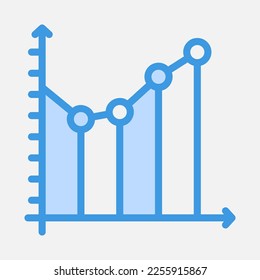Line chart icon in blue style, use for website mobile app presentation