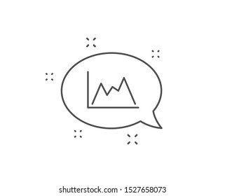 Line chart icon. Chat bubble design. Financial growth graph sign. Stock exchange symbol. Outline concept. Thin line diagram icon. Vector