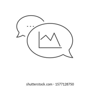 Line chart icon. Chat bubble design. Financial graph sign. Stock exchange symbol. Outline concept. Thin line line chart icon. Vector