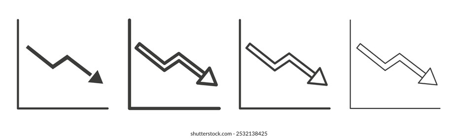 Ícone de gráfico de linhas em tamanhos de preenchimento e três traçados