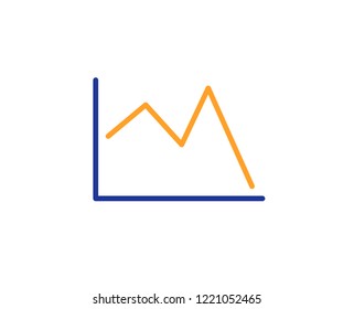Line chart icon. Financial graph sign. Stock exchange symbol. Colorful outline concept. Blue and orange thin line color icon. Line chart Vector
