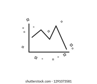 Line chart icon. Financial graph sign. Stock exchange symbol. Geometric shapes. Random cross elements. Linear Line chart icon design. Vector