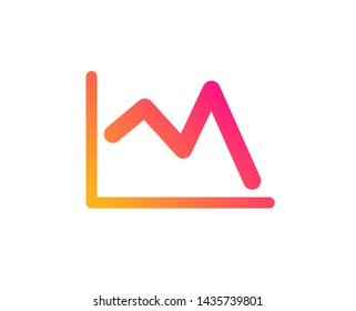 Line chart icon. Financial graph sign. Stock exchange symbol. Classic flat style. Gradient line chart icon. Vector