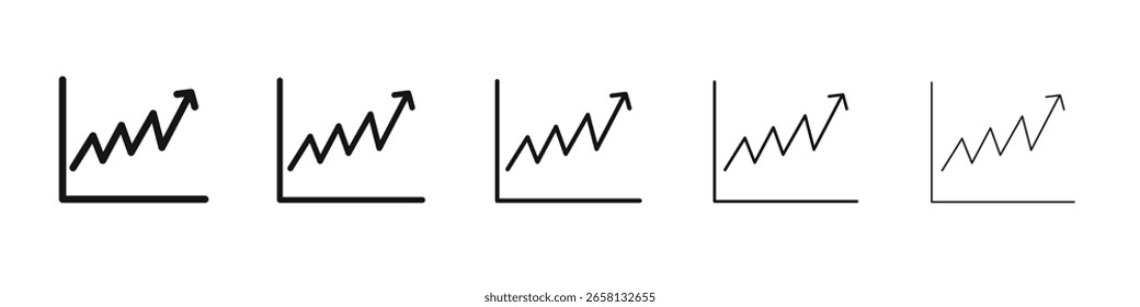 Icono de gráfico de líneas conjunto de ilustración plana logo