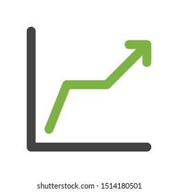 Line chart icon in flat style