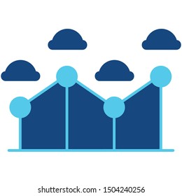 Line chart icon flat vector 