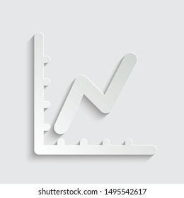  line chart icon. Growing graphic paper icon  with shadow 