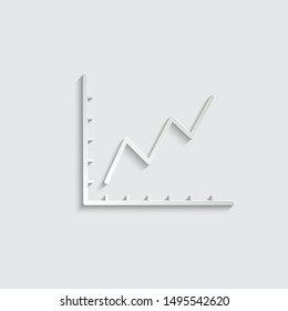  line chart icon. Growing graphic paper icon  with shadow 