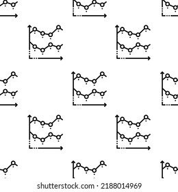 Line Chart Icon Pattern. Seamless Line Chart Pattern On White Background.