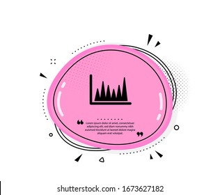 Icono de gráfico de líneas. Burbuja del discurso de cita. Signo del gráfico de crecimiento financiero. Símbolo de bolsa. Marcas de cotización. Icono de gráfico de líneas clásicas. Vector