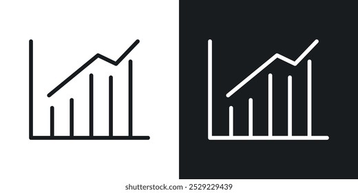Ícone de gráfico de linha na cor preta de linha fina. ilustração simples de símbolos vetoriais planos.