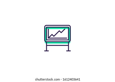 Line chart icon in trendy flat style isolated on white background vector illustration