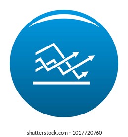 Line chart icon vector blue circle isolated on white background 