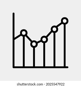 Ilustración vectorial de icono de gráfico de línea en estilo de línea para cualquier proyecto, utilizada para presentación de aplicación móvil del sitio web
