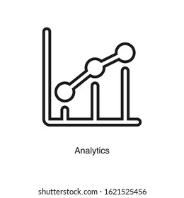 Line chart icon vector on white background. Analytics black icon illustration