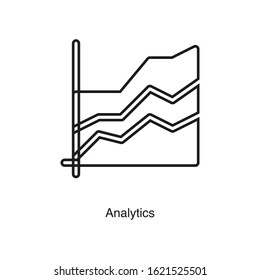Line chart icon vector on white background. Analytics black icon illustration