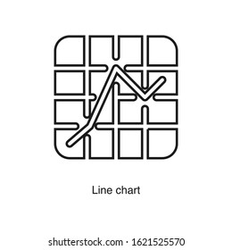 Line chart icon vector on white background. Analytics black icon illustration