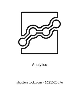 Line chart icon vector on white background. Analytics black icon illustration