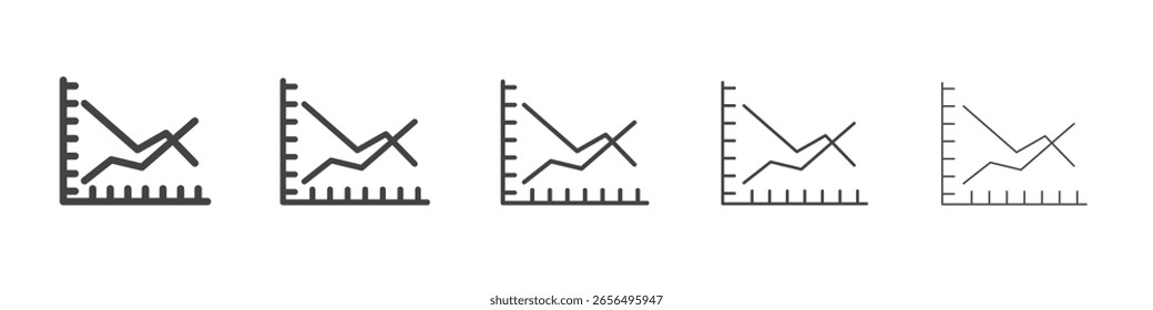 Sinal de ilustração de conjunto de contorno de vetor de Ícone de Gráfico de Linhas