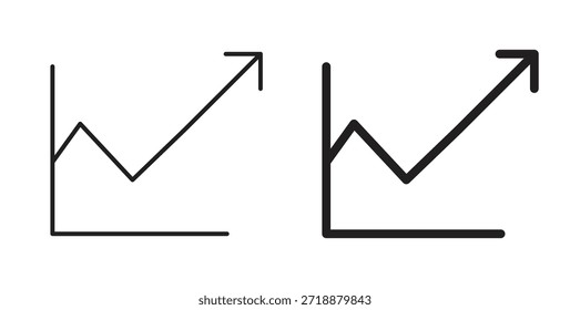 Line chart icons set isolated on white background flat vector illustration.