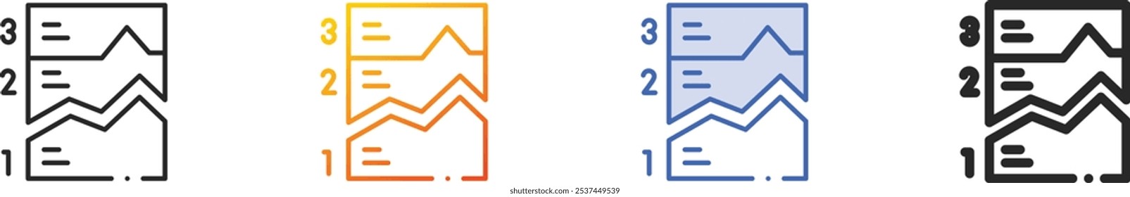 line chart icon.Thin Linear, Gradient, Blue Stroke and bold Style Design Isolated On White Background
