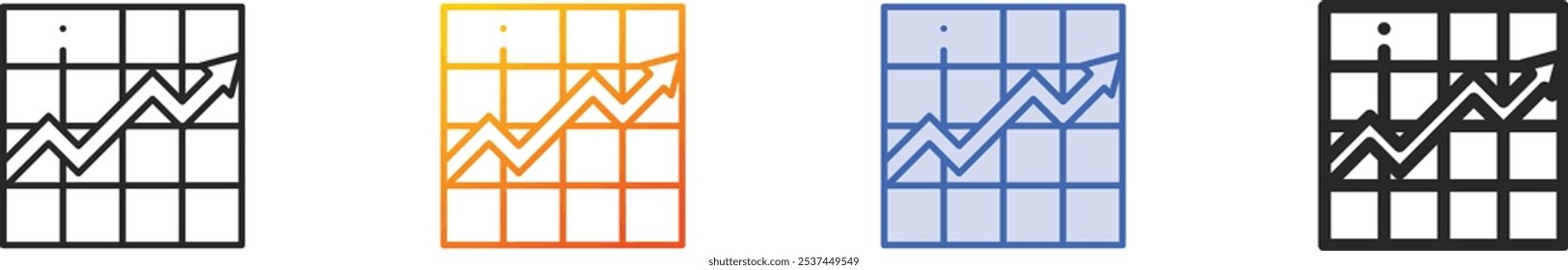 ícone de gráfico de linhas.Design fino de estilo linear, gradiente, azul e negrito isolado no plano de fundo branco