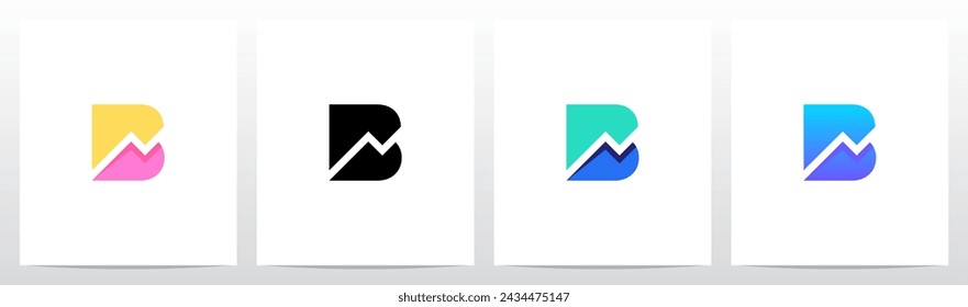 Line Chart Inside Letter Initial Logo Design B