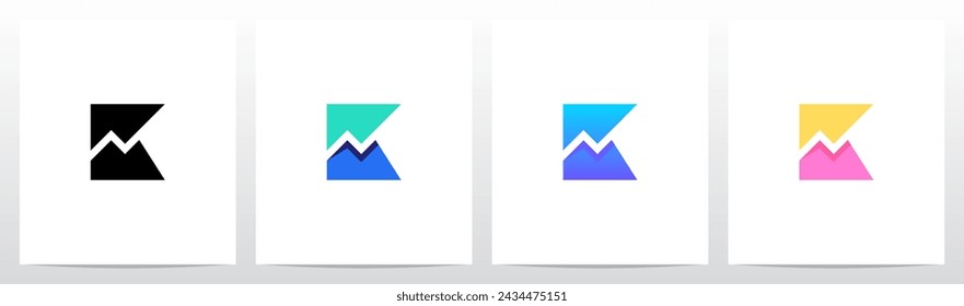 Line Chart Inside Letter Initial Logo Design K
