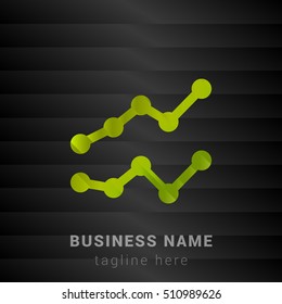 Line Chart Lime Green and Black silk fashion premium icon / Logo