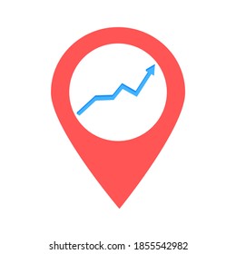 Line chart location map pin pointer icon. Element of map point for mobile concept and web apps. Icon for website design and app development. Premium line graph location. 