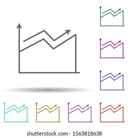 Line chart line multi color icon. Simple thin line, outline vector of chart and diagram icons for ui and ux, website or mobile application