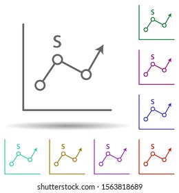 Line chart line multi color icon. Simple thin line, outline vector of chart and diagram icons for ui and ux, website or mobile application