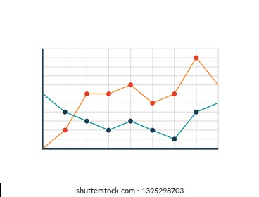 line chart multicolored isolated vector business analytics two curves graphic image