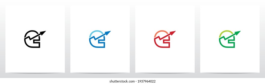Line Chart On Outline Letter Logo Design E