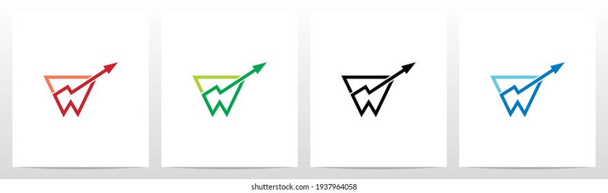 Gráfico de línea sobre el diseño del logotipo de la letra de esquema W